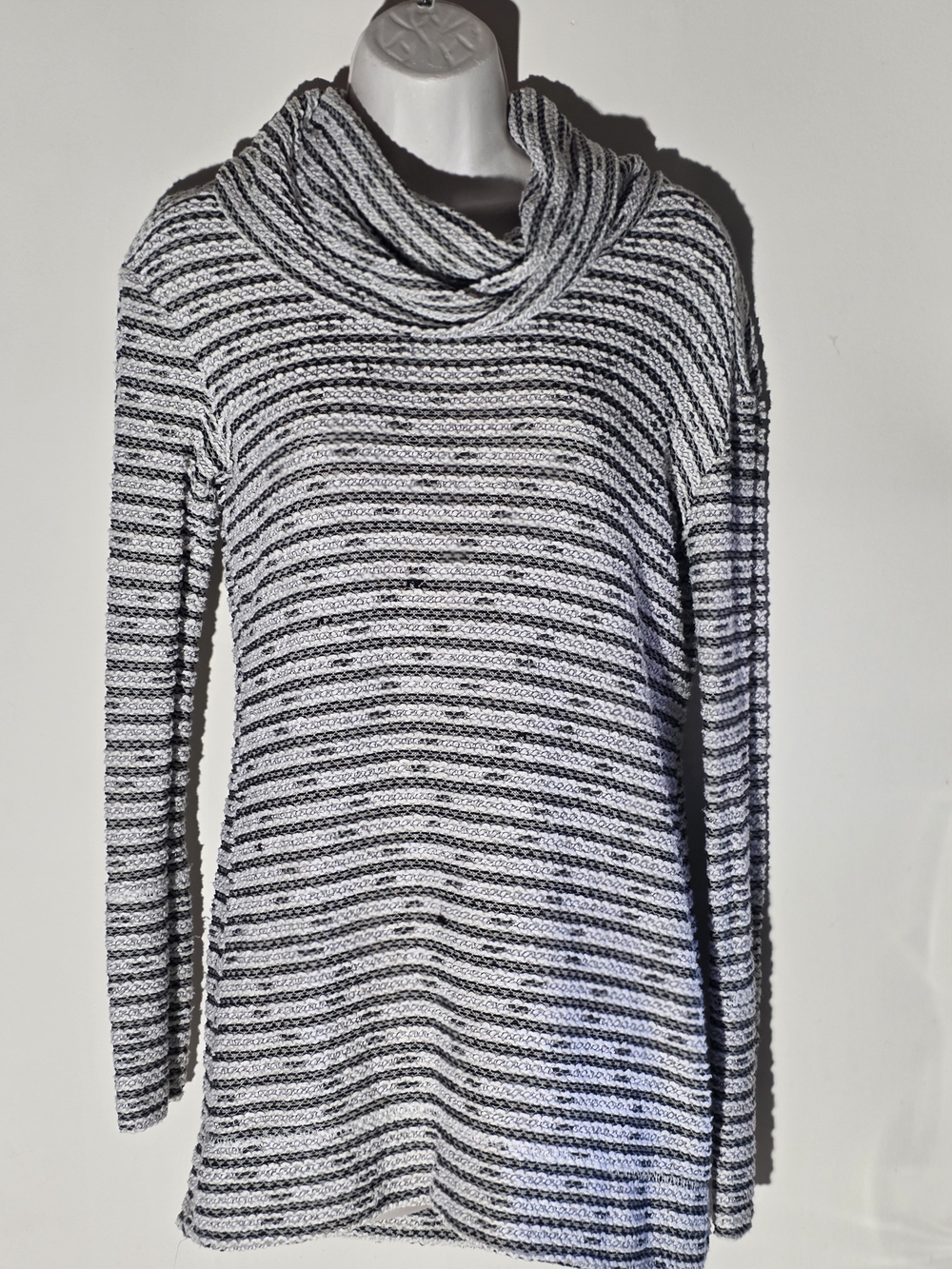 Merona Black & White Striped Cowl Neck Sweater (Size S)